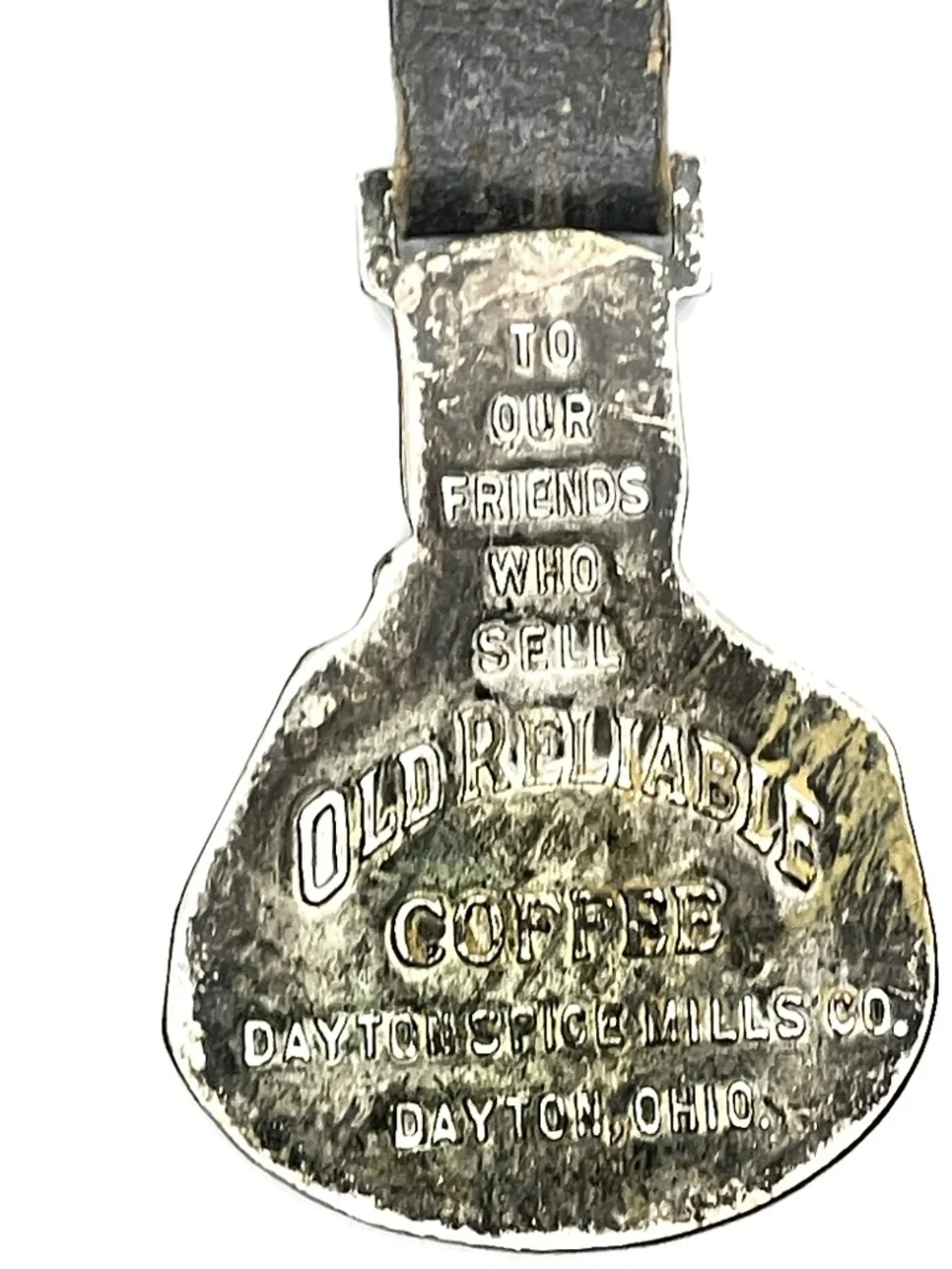 Vintage Old Reliable Coffee Advertising Pocket Watch Fob Collectible